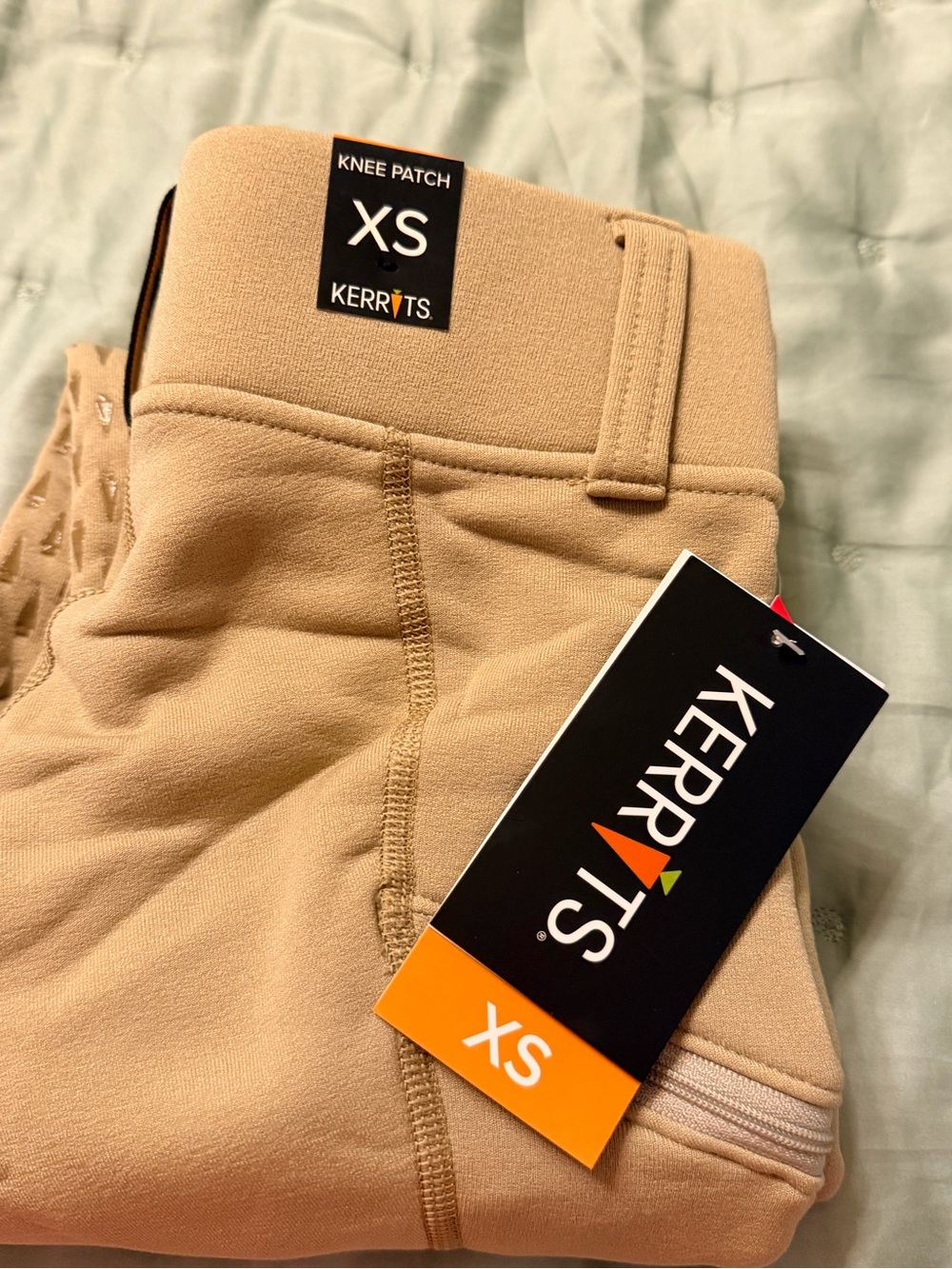 NWT Kerrits Fleece Tan Riding Tights with Knee Patch - XS